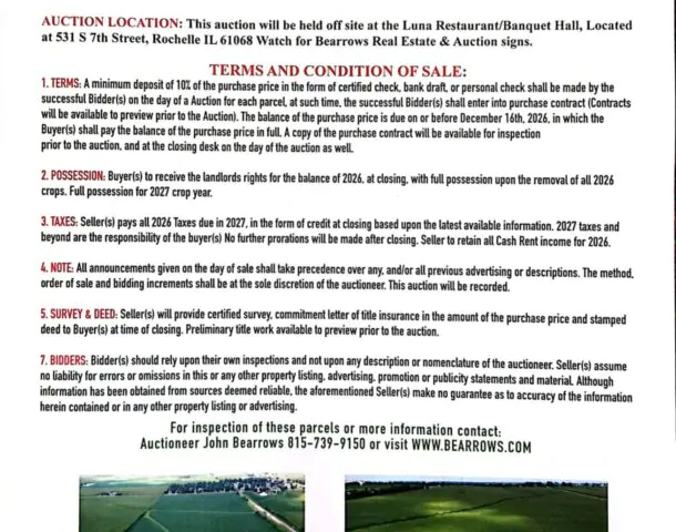 Land Auction 160 Acres – Monroe Center, IL