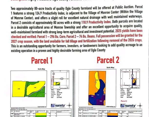 Land Auction 160 Acres – Monroe Center, IL