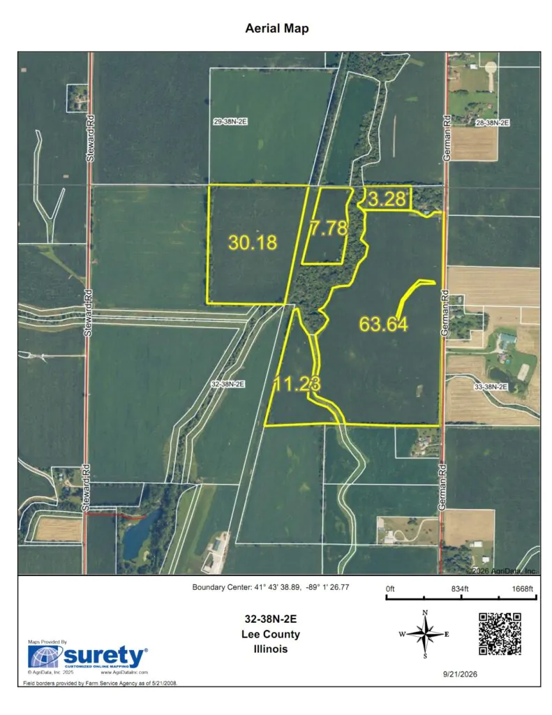 Land Auction 133 +/- Acres Willow Creek Township, Lee County, IL